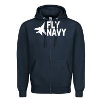 Navy fly navy Zipper Hoodie - DesigneFamous