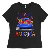 Black Western Fourth Of July America Truck Ladies Tee - FaDigitalArtStudio