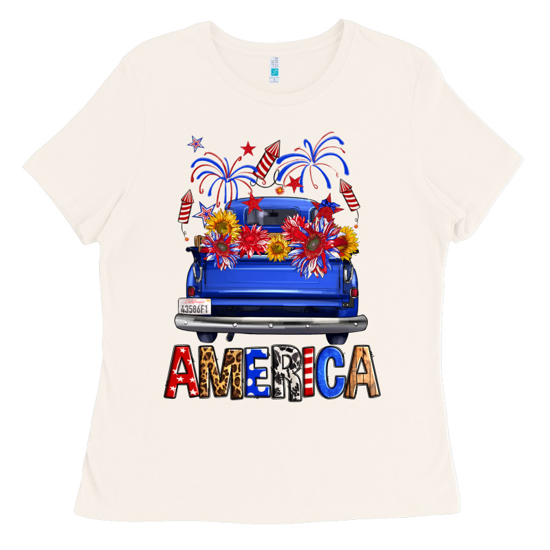Western Fourth Of July America Truck Ladies Tee by FaDigitalArtStudio | Teevron