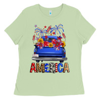 Western Fourth Of July America Truck Ladies Tee | Teevron