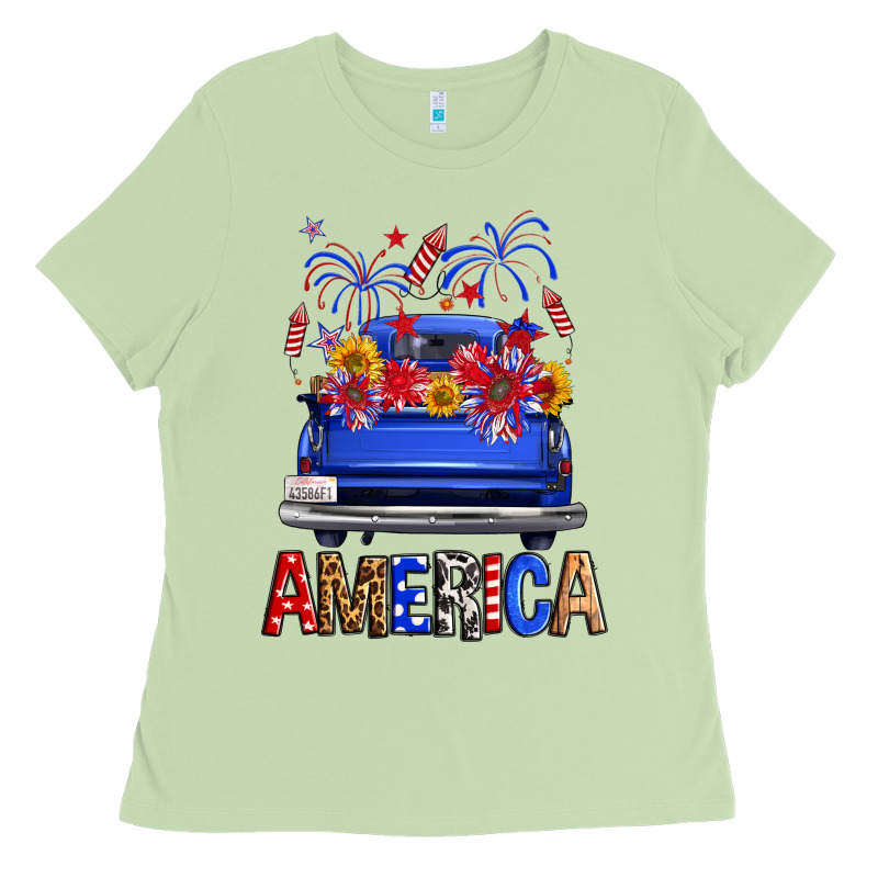 Western Fourth Of July America Truck Ladies Tee by FaDigitalArtStudio | Teevron