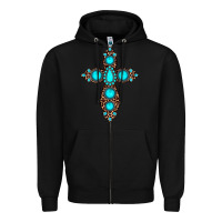 Black gemstone leopard cross Zipper Hoodie - JahusDesignShop