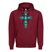 Burgundy gemstone leopard cross Zipper Hoodie - JahusDesignShop
