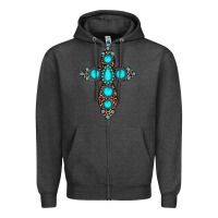 Charcoal Heather gemstone leopard cross Zipper Hoodie - JahusDesignShop