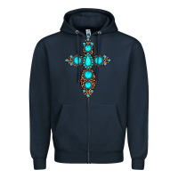 Navy gemstone leopard cross Zipper Hoodie - JahusDesignShop