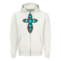 Oatmeal Heather gemstone leopard cross Zipper Hoodie - JahusDesignShop