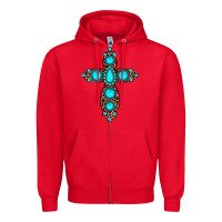 Red gemstone leopard cross Zipper Hoodie - JahusDesignShop