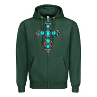 Sports Green gemstone leopard cross Zipper Hoodie - JahusDesignShop