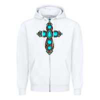 White gemstone leopard cross Zipper Hoodie - JahusDesignShop