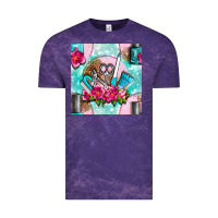 Cloud Purple nail tools and polish with flowers and tooled leather seamless pattern Vintage Tee - BundleAndBundleShop