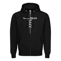 Black grace   christian faith cross script baptism gift Zipper Hoodie - DesigneFamous