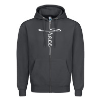 Grace   Christian Faith Cross Script Baptism Gift Zipper Hoodie | Teevron