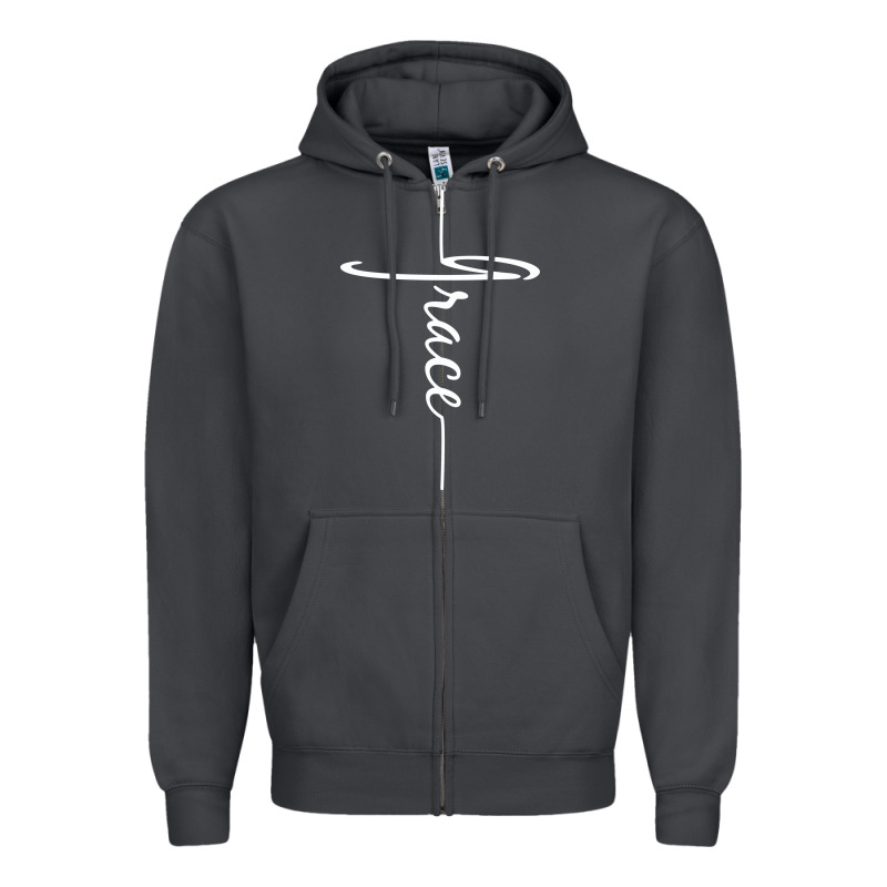 Grace   Christian Faith Cross Script Baptism Gift Zipper Hoodie by DesigneFamous | Teevron