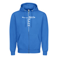 True Royal grace   christian faith cross script baptism gift Zipper Hoodie - DesigneFamous