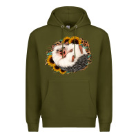 Army Green happy hedgehog sunflower leopard Premium Hoodie - Jasminsmagicworld