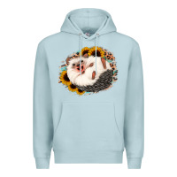 Blue Mist happy hedgehog sunflower leopard Premium Hoodie - Jasminsmagicworld