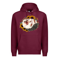 Burgundy happy hedgehog sunflower leopard Premium Hoodie - Jasminsmagicworld