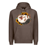 Coffee happy hedgehog sunflower leopard Premium Hoodie - Jasminsmagicworld