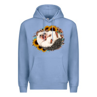 Colony Blue happy hedgehog sunflower leopard Premium Hoodie - Jasminsmagicworld