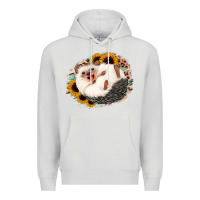 Dove Grey happy hedgehog sunflower leopard Premium Hoodie - Jasminsmagicworld