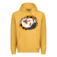 Mustard happy hedgehog sunflower leopard Premium Hoodie - Jasminsmagicworld