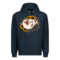 Navy happy hedgehog sunflower leopard Premium Hoodie - Jasminsmagicworld
