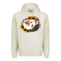 Oatmeal Heather happy hedgehog sunflower leopard Premium Hoodie - Jasminsmagicworld