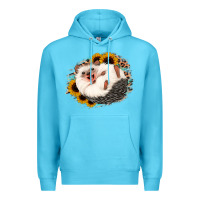 Ocean Blue happy hedgehog sunflower leopard Premium Hoodie - Jasminsmagicworld