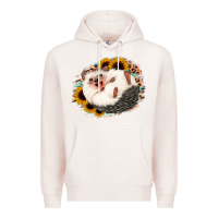 Pale Pink happy hedgehog sunflower leopard Premium Hoodie - Jasminsmagicworld