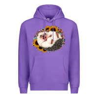 Purple happy hedgehog sunflower leopard Premium Hoodie - Jasminsmagicworld