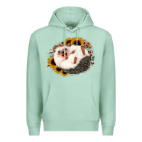Seafoam happy hedgehog sunflower leopard Premium Hoodie - Jasminsmagicworld
