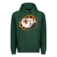 Sports Green happy hedgehog sunflower leopard Premium Hoodie - Jasminsmagicworld