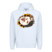 White happy hedgehog sunflower leopard Premium Hoodie - Jasminsmagicworld