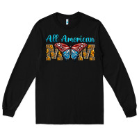 Black All American Mom Butterfly Long Sleeve Tee - LillyAllenDesigns