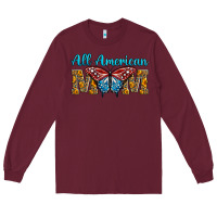Burgundy All American Mom Butterfly Long Sleeve Tee - LillyAllenDesigns