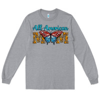 Heather Grey All American Mom Butterfly Long Sleeve Tee - LillyAllenDesigns