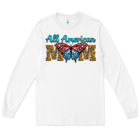 White All American Mom Butterfly Long Sleeve Tee - LillyAllenDesigns