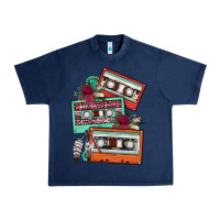 Navy cassette floral gemstone Urban Heavy Tee - FaDigitalArtStudio