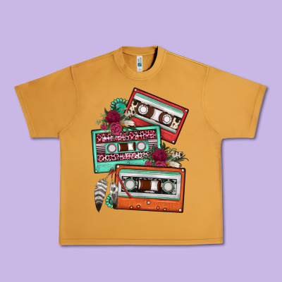 Cassette Floral Gemstone Urban Heavy Tee Designed By Fadigitalartstudio
