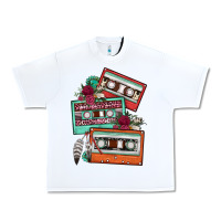 White cassette floral gemstone Urban Heavy Tee - FaDigitalArtStudio