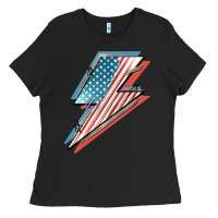 Black American flag lightning bolt 4th of july Ladies Tee - FaDigitalArtStudio