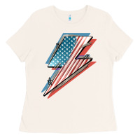 Bone American flag lightning bolt 4th of july Ladies Tee - FaDigitalArtStudio