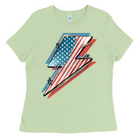 Matcha American flag lightning bolt 4th of july Ladies Tee - FaDigitalArtStudio