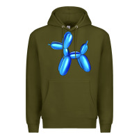 Army Green Blue Dog Balloon Premium Hoodie - Artiststas