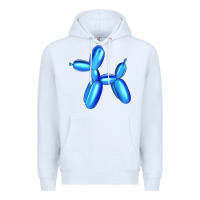 White Blue Dog Balloon Premium Hoodie - Artiststas