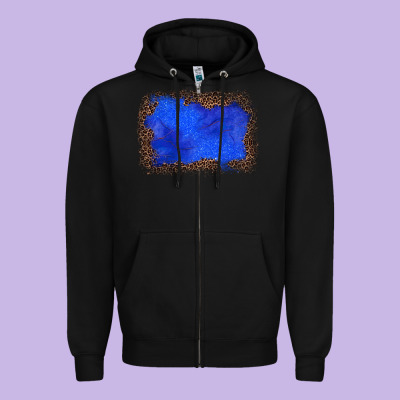 Gemstone Blue Leopard Background Zipper Hoodie Designed By Jahusdesignshop