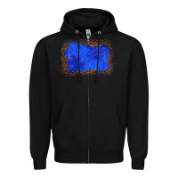 Black gemstone blue leopard background Zipper Hoodie - JahusDesignShop