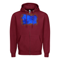 Burgundy gemstone blue leopard background Zipper Hoodie - JahusDesignShop
