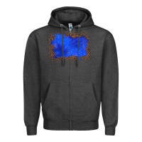 Charcoal Heather gemstone blue leopard background Zipper Hoodie - JahusDesignShop