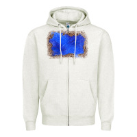 Oatmeal Heather gemstone blue leopard background Zipper Hoodie - JahusDesignShop